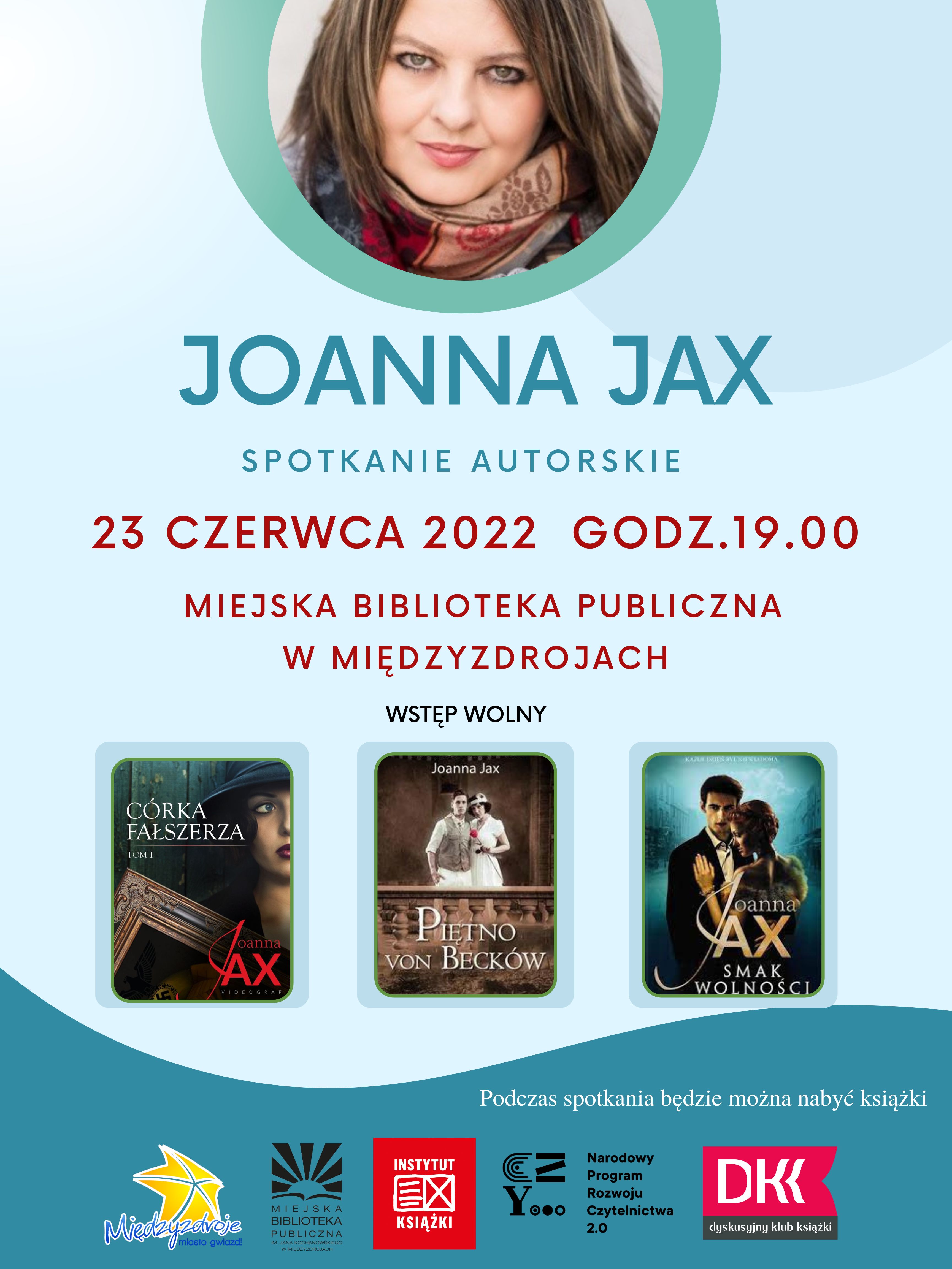 Joanna Jax w międzyzdrojskiej bibliotece 23 czerwca 2022 r. - zapowiedź