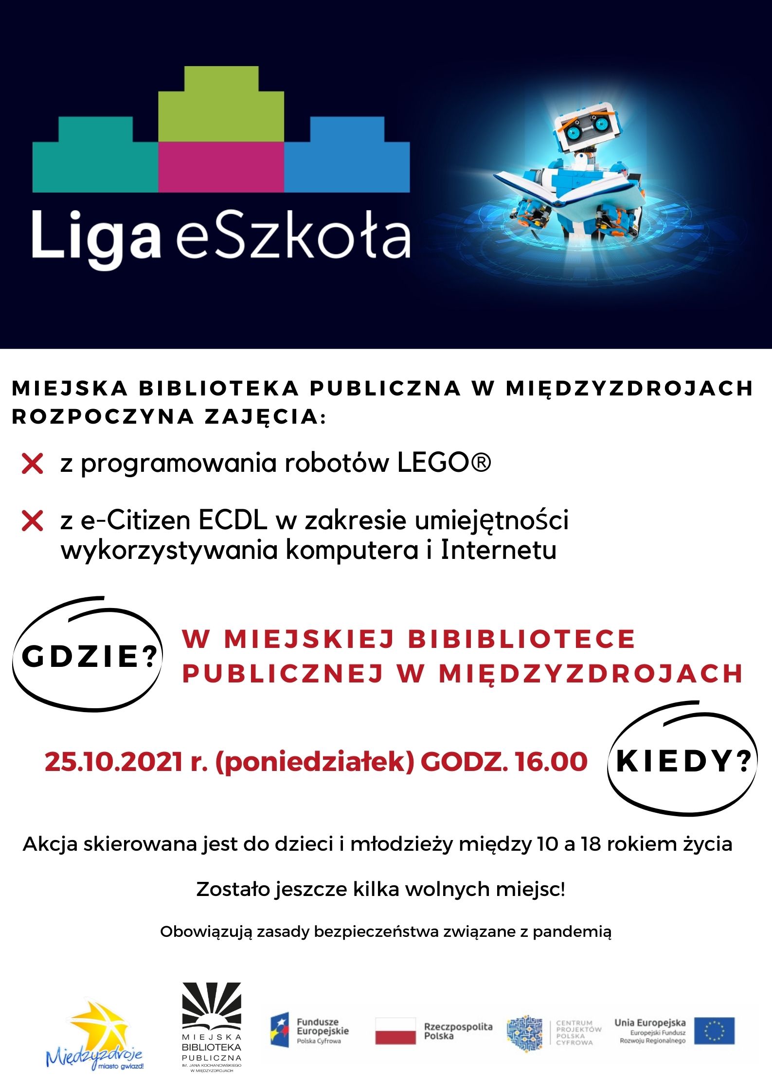 Zajęcia z ECDL i Lego Spike w ramach programu Liga eSzkoła w międzyzdrojskiej bibliotece - 25 października 2021 r.