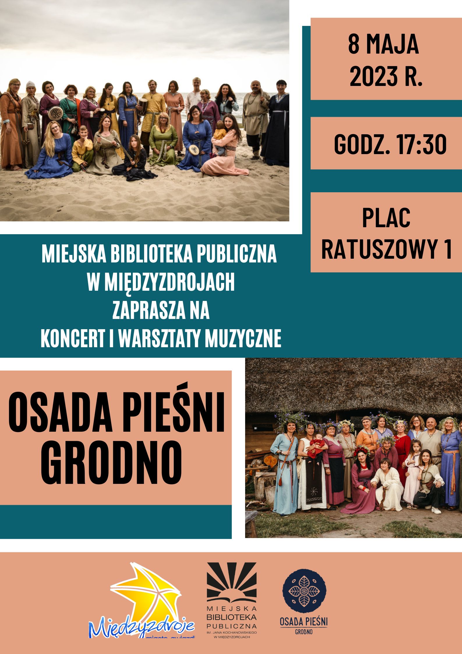 Koncert i warsztaty muzyczne z zespołem Osada Pieśni Grodno 8 maja 2023 r. - zapowiedź