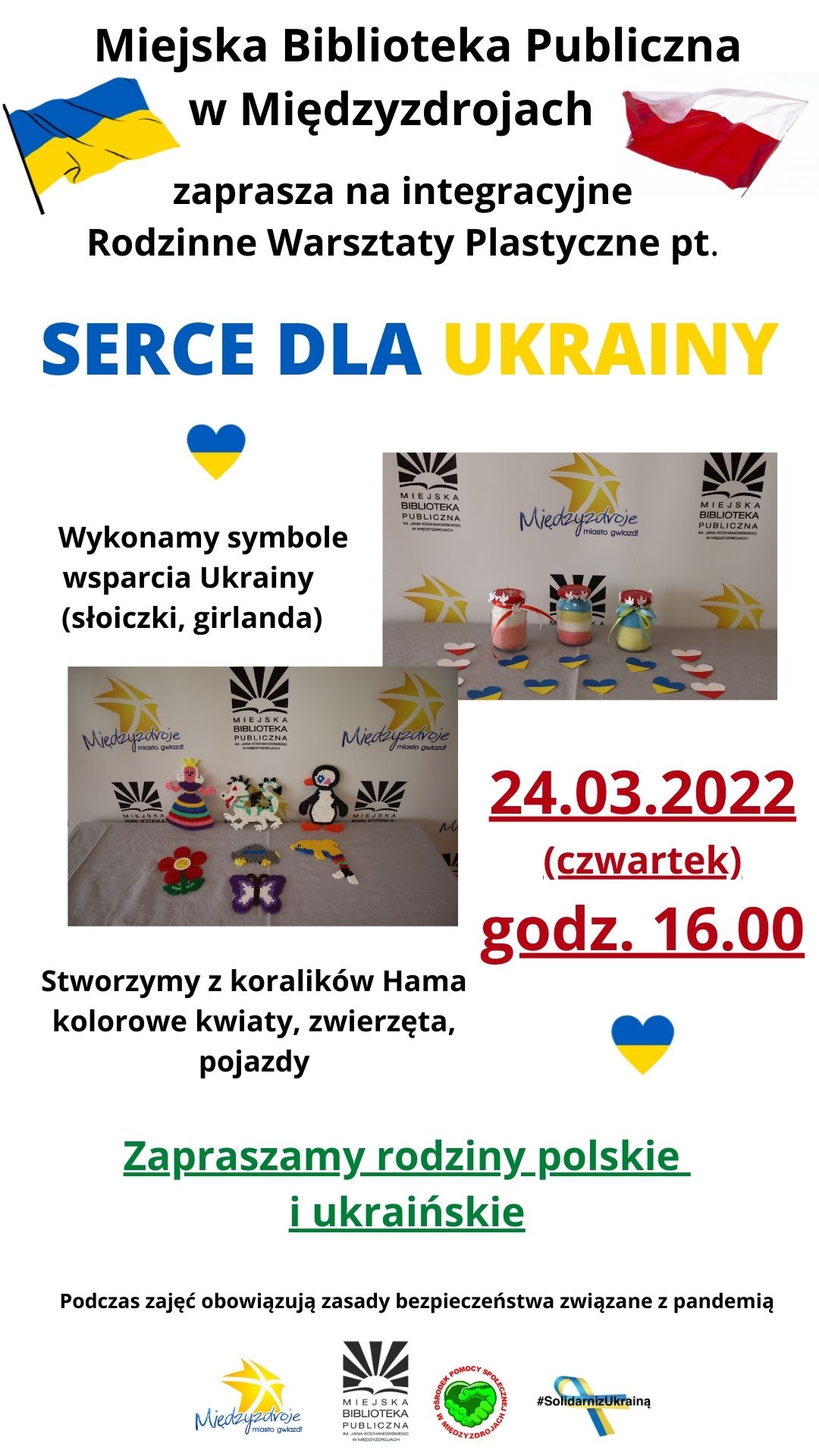 „Serce dla Ukrainy” – Rodzinne Warsztaty Plastyczne w międzyzdrojskiej bibliotece 